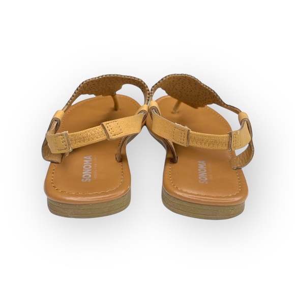 Sonoma ᪥ Laser Cut Vegan Leather Gladiator Thong Flat Sandals ᪥ Butter Yellow 6M - Picture 4 of 16